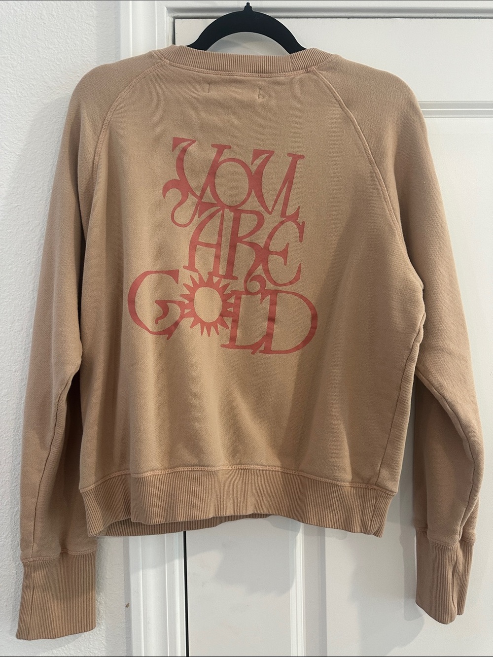 Spiritual Gangster Beige Crewneck Sweatshirt with Subtle Pink Logo - Picture 4 of 4